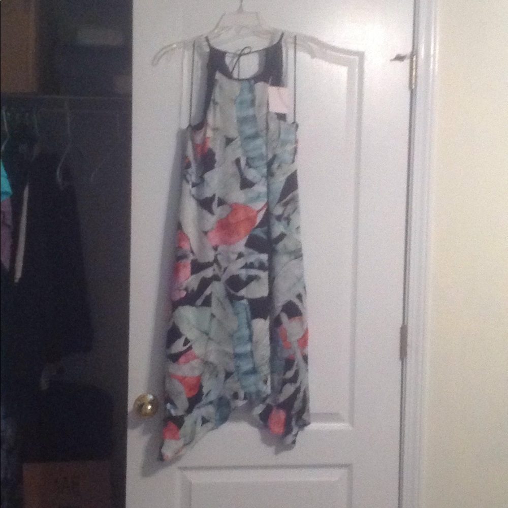 LC Laura Conrad Halter Slip Dress, Tropical Leaves